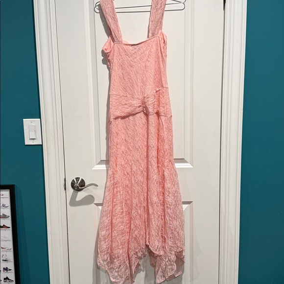 Hello Molly Moonrise Lace Off Shoulder Maxi Dress Pink. Size small. NWT - Picture 3 of 5